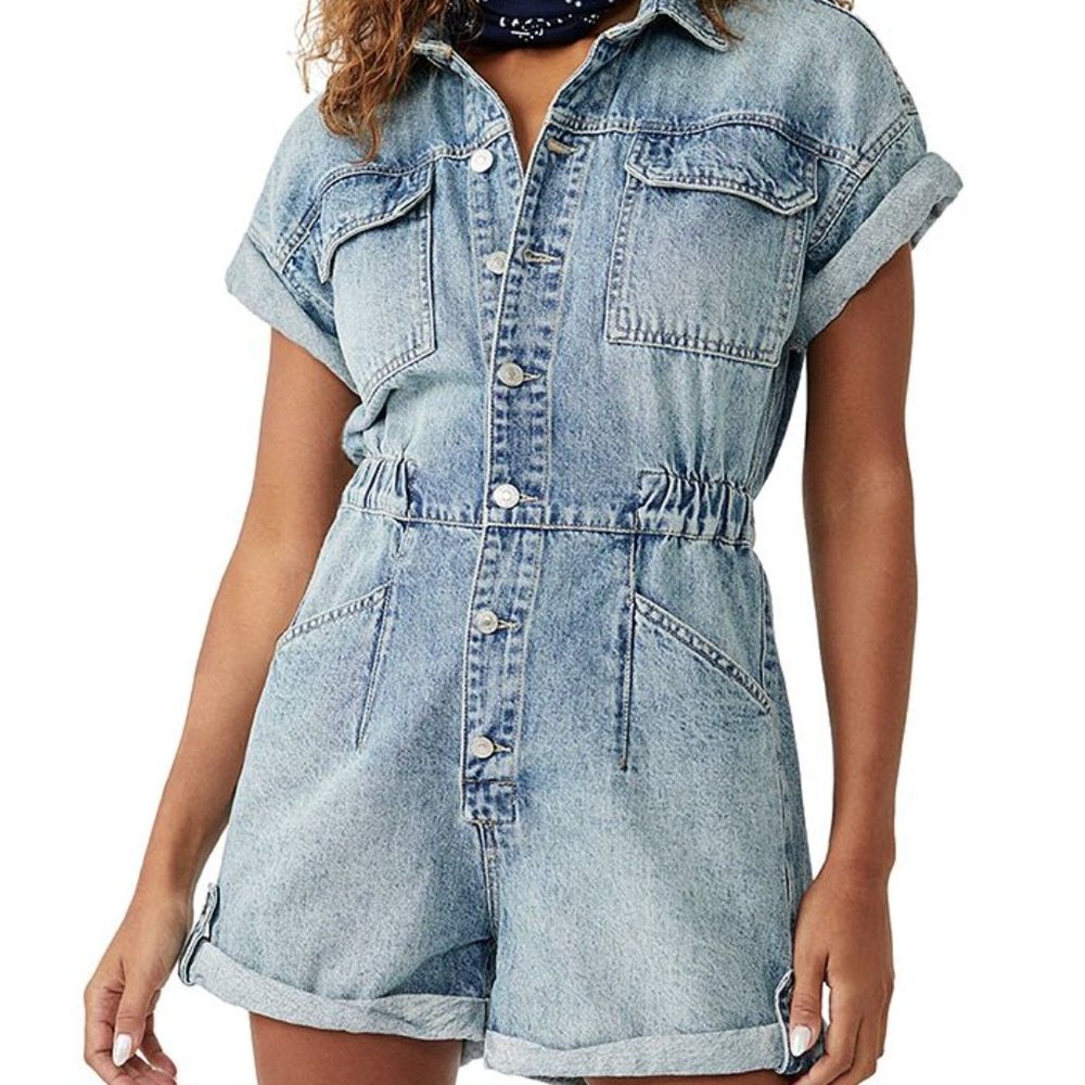 Free People Denim Romper